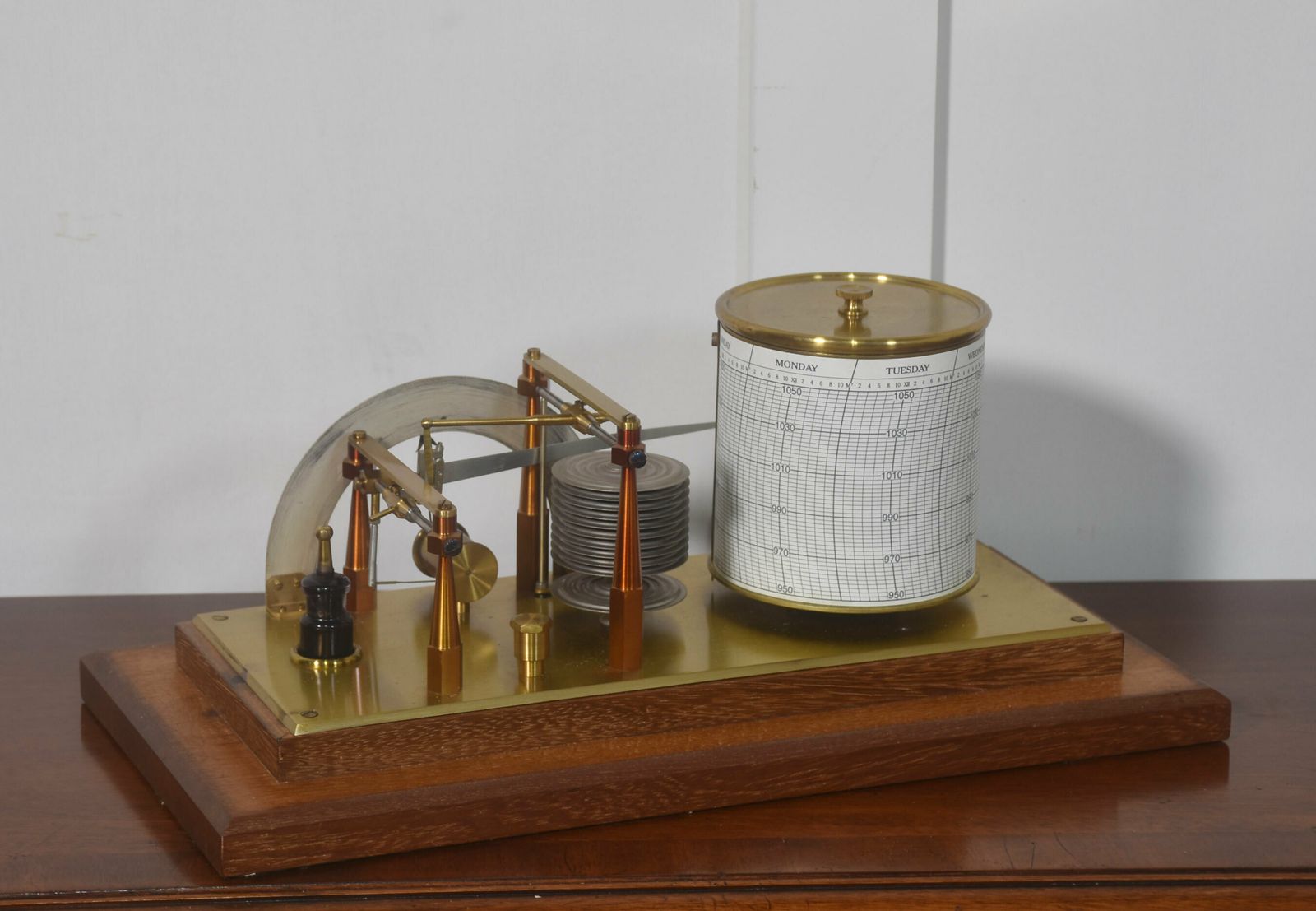 photo furniture Mahogany Cased Barograph And Barometer By Negretti & Zambra