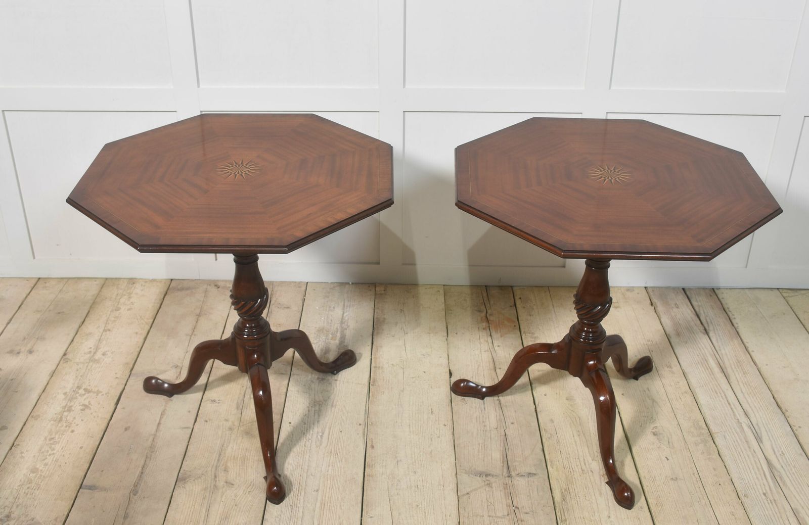 Pair Of Inlaid Mahogany Tripod Tables photo Furniture