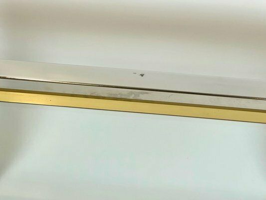 Furniture Italian Coffee Table In Chrome & Glass & Brass, 1970s photo