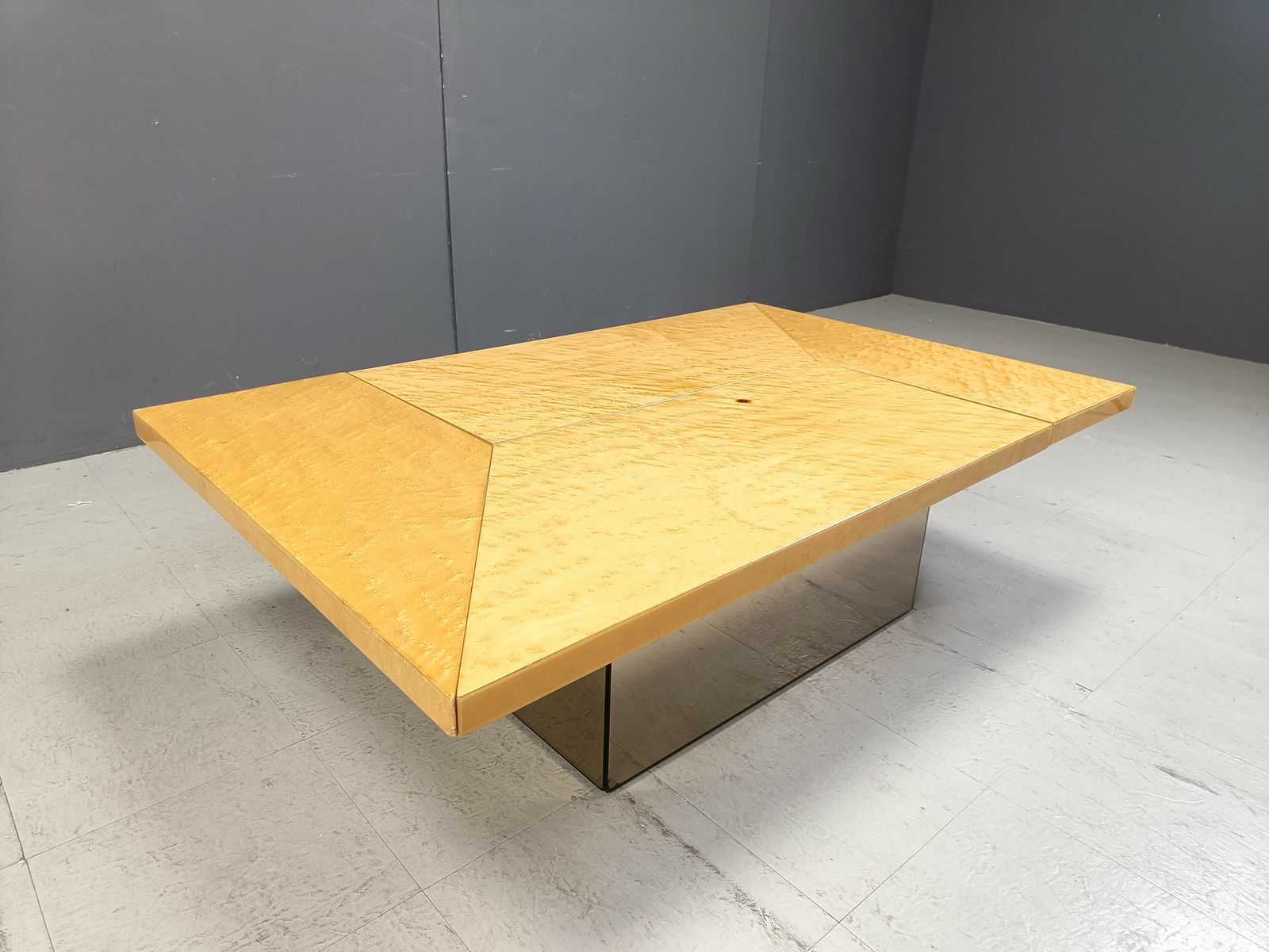 Vintage Ash Wood Hidden Bar Coffee Table By Paul Michel, 1970s photo vinterior