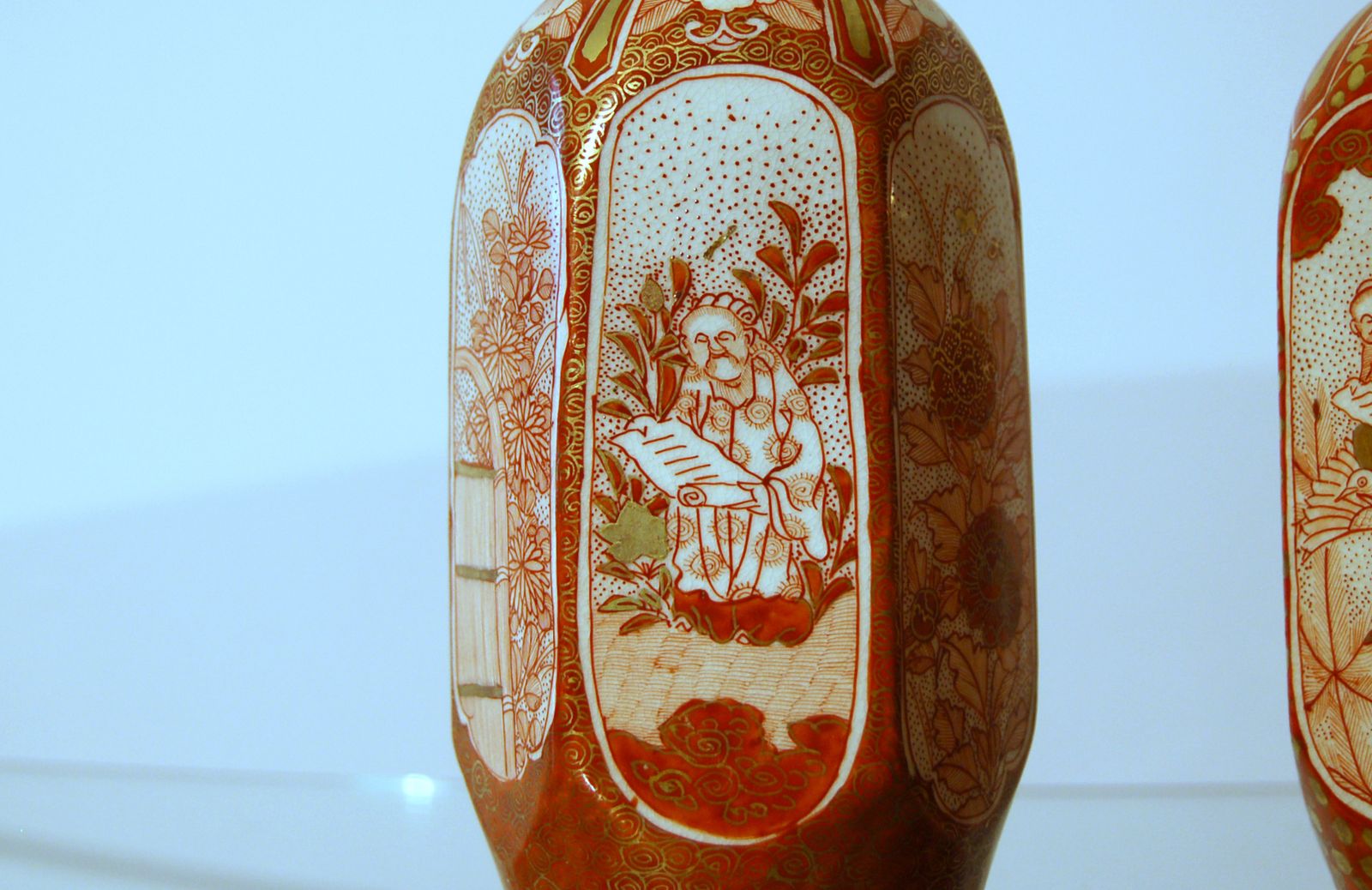 Pair Of Kutani Porcelain Vases / Meiji Period / Japan Ca. 1880 photo for sale
