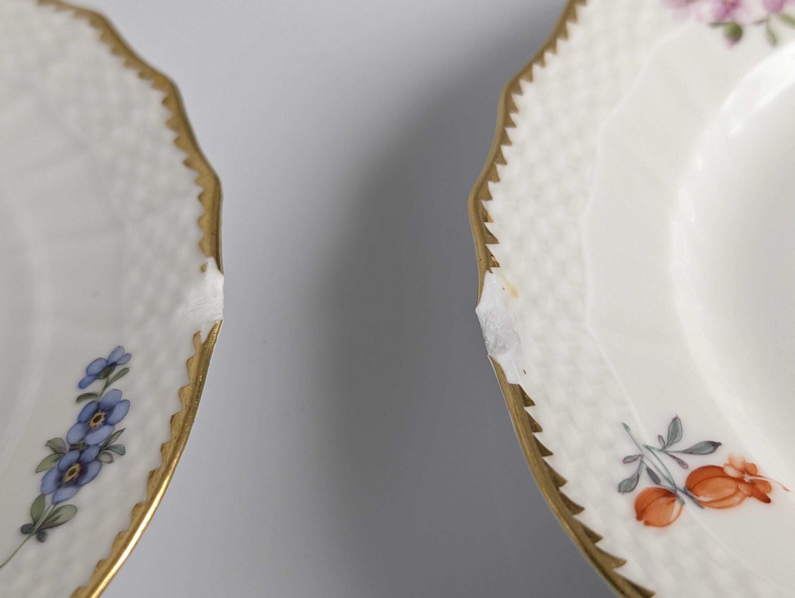 photo for sale Royal Copenhagen Coffee/Tea Set With Hand Painted Saxony Flowers 1930s