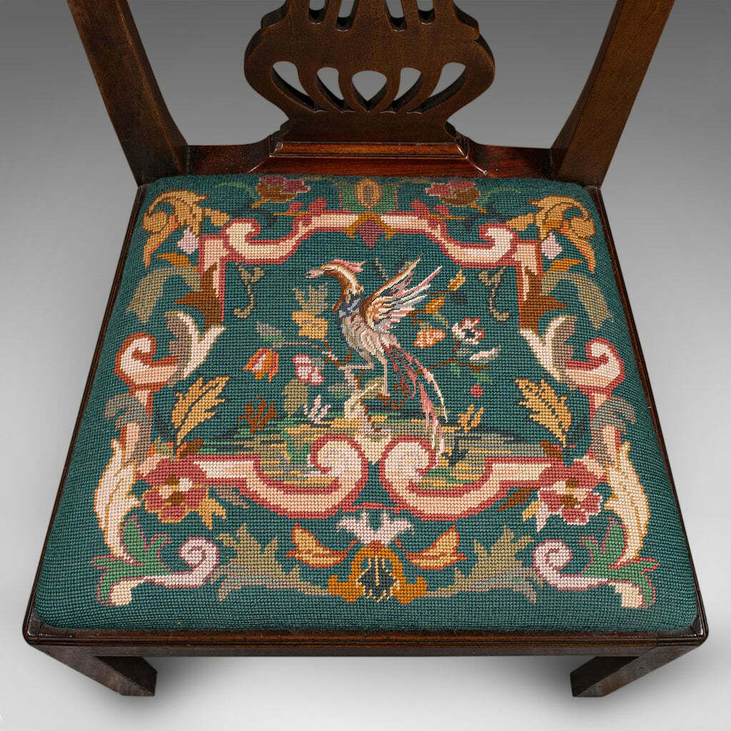 photo for sale Antique Embroidered Side Chair, English, Hall, Morning Room, Georgian, C.1800