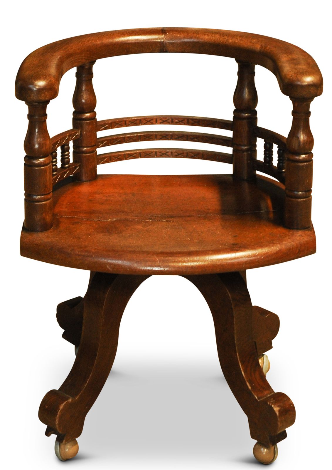 Victorian Oak Ecclesiastical Captains Chair Desk Chair With Carved Detailing To Rear On A Cast Iron Base 1890's  Ol photo furniture