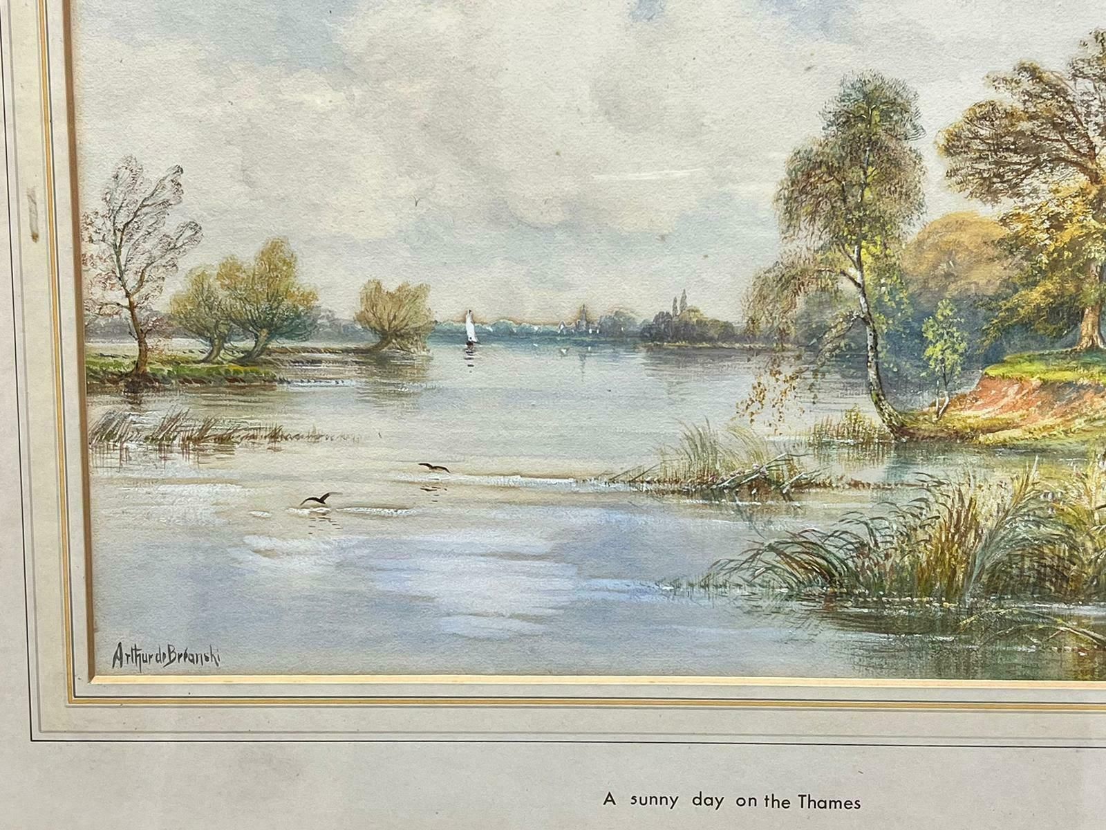 Arthur De Breanskia Sunny Day On The Thames River Landscape, Antique British Painting photo for sale