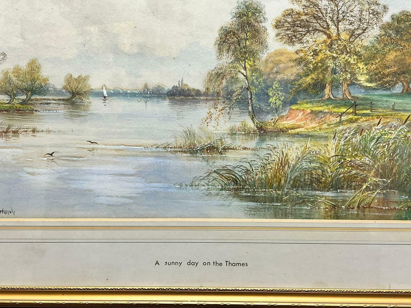 Arthur De Breanskia Sunny Day On The Thames River Landscape, Antique British Painting photo vinterior