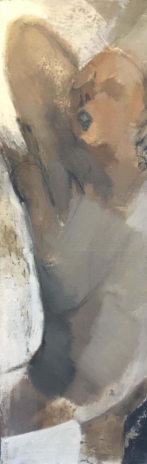 élisabeth Dujarric De La Rivière'anguish' Huge French 20thc. Modernist Portrait Original Oil Painting Signed1962