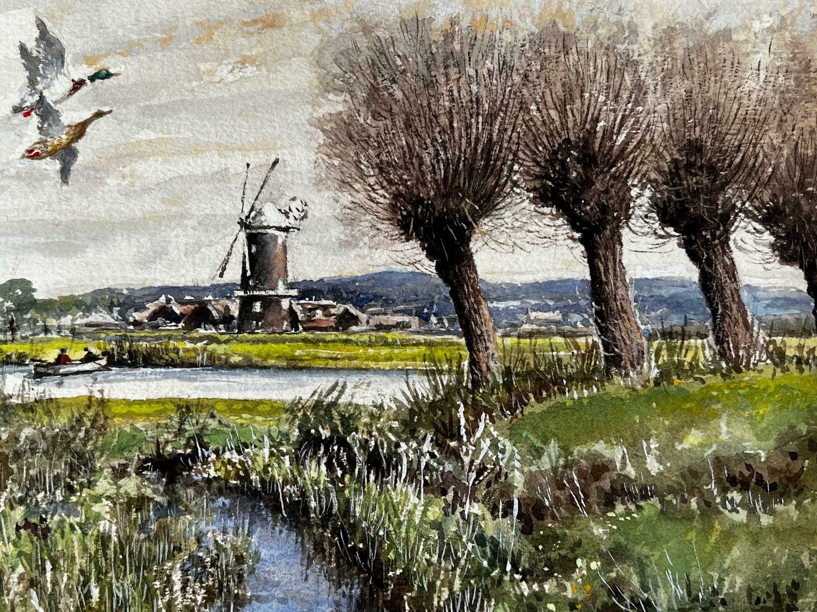 Norman A Olleymallard Ducks Flying Over The Marshes Past The Mill Beyond photo 2043.0
