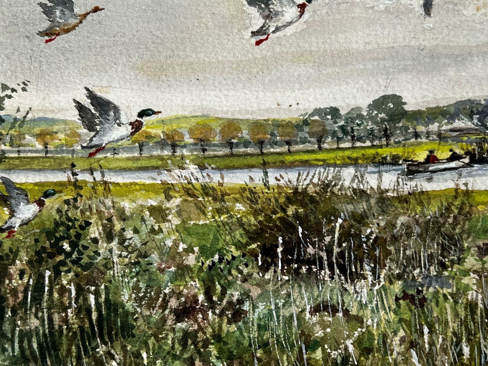 photo furniture Norman A Olleymallard Ducks Flying Over The Marshes Past The Mill Beyond