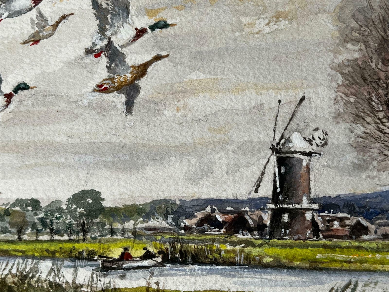 photo for sale Norman A Olleymallard Ducks Flying Over The Marshes Past The Mill Beyond