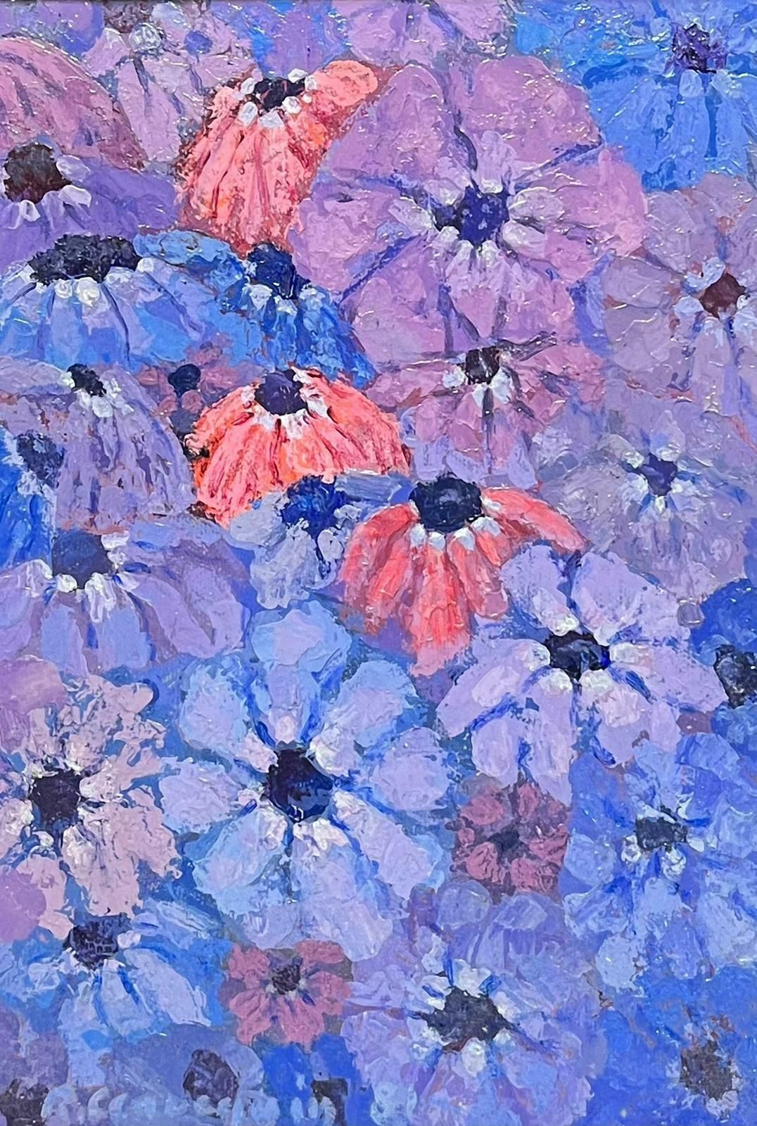 French Modernist Purple Flowers French Modernist Still Life Signed Painting
