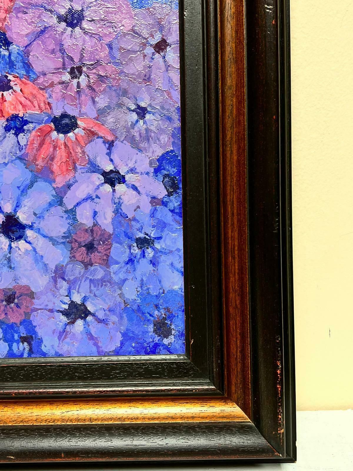 French Modernist Purple Flowers French Modernist Still Life Signed Painting photo Art