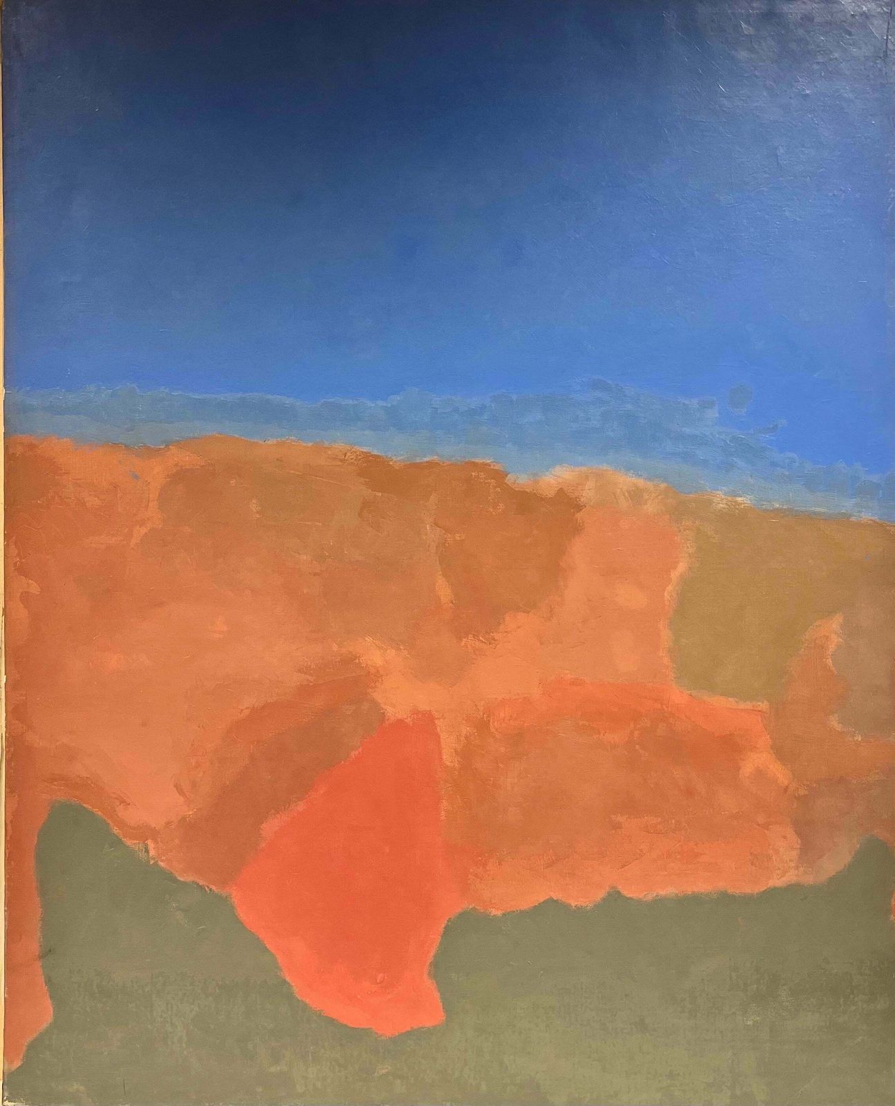 20th Century French Schoolvery Large French Abstract Pink & Blue Cloud Formation Sky Canvas