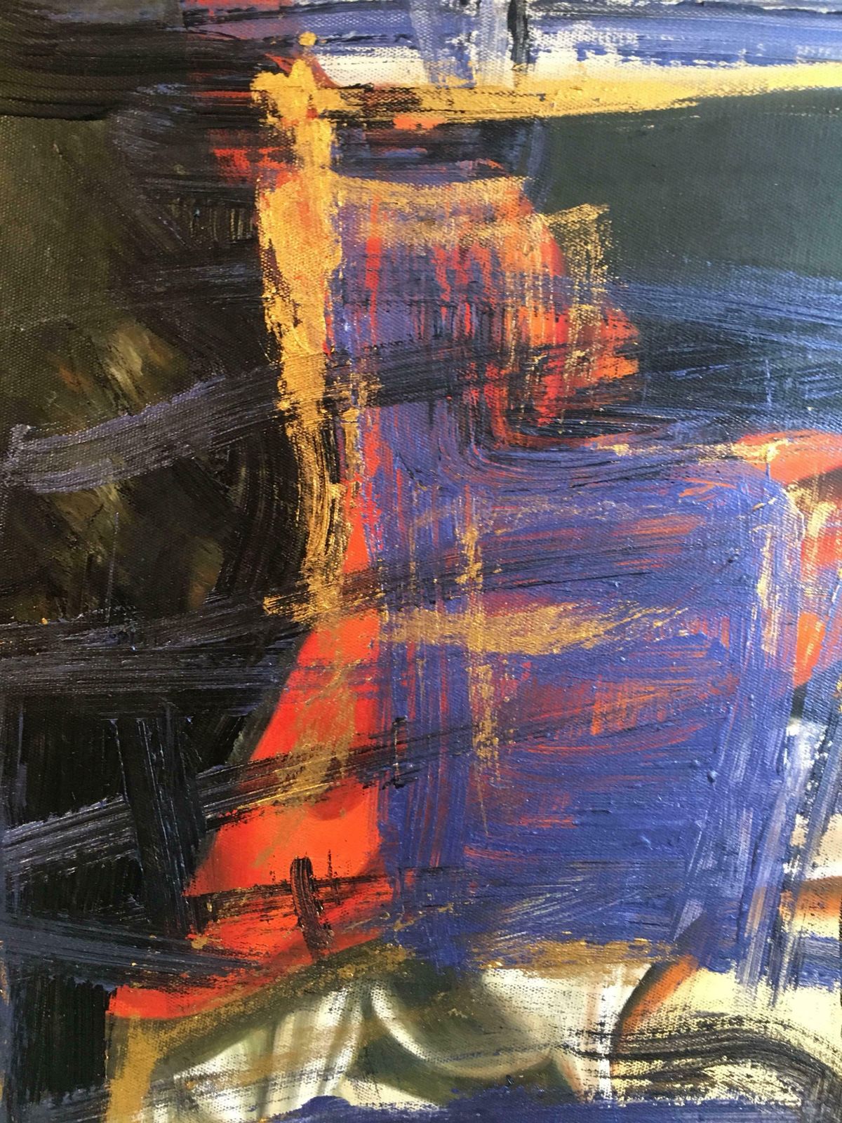 Unknownabstract Oil Painting, Purple, Gold And Red Colourc. 2000 photo 2451.0