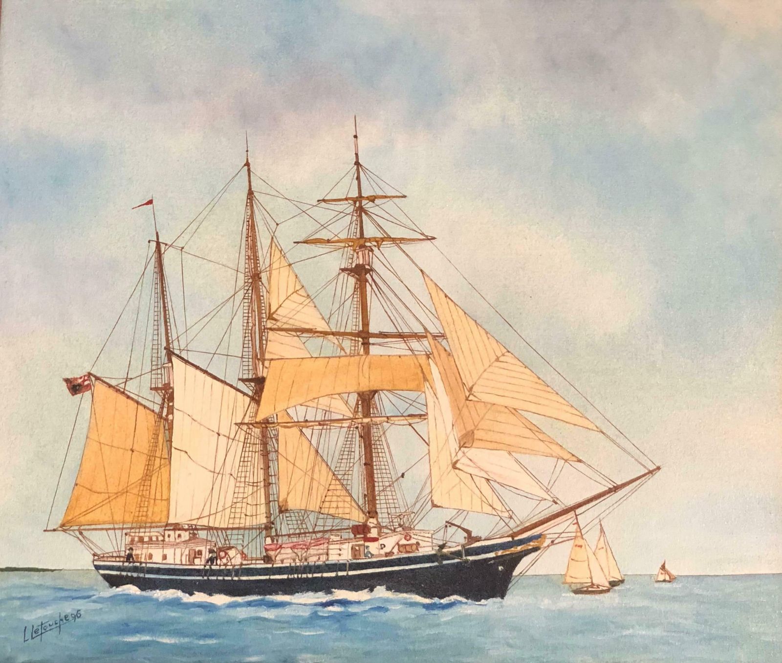 Louis Letoucheregina Maris Ship, Signed Oil Paintingc. 1996