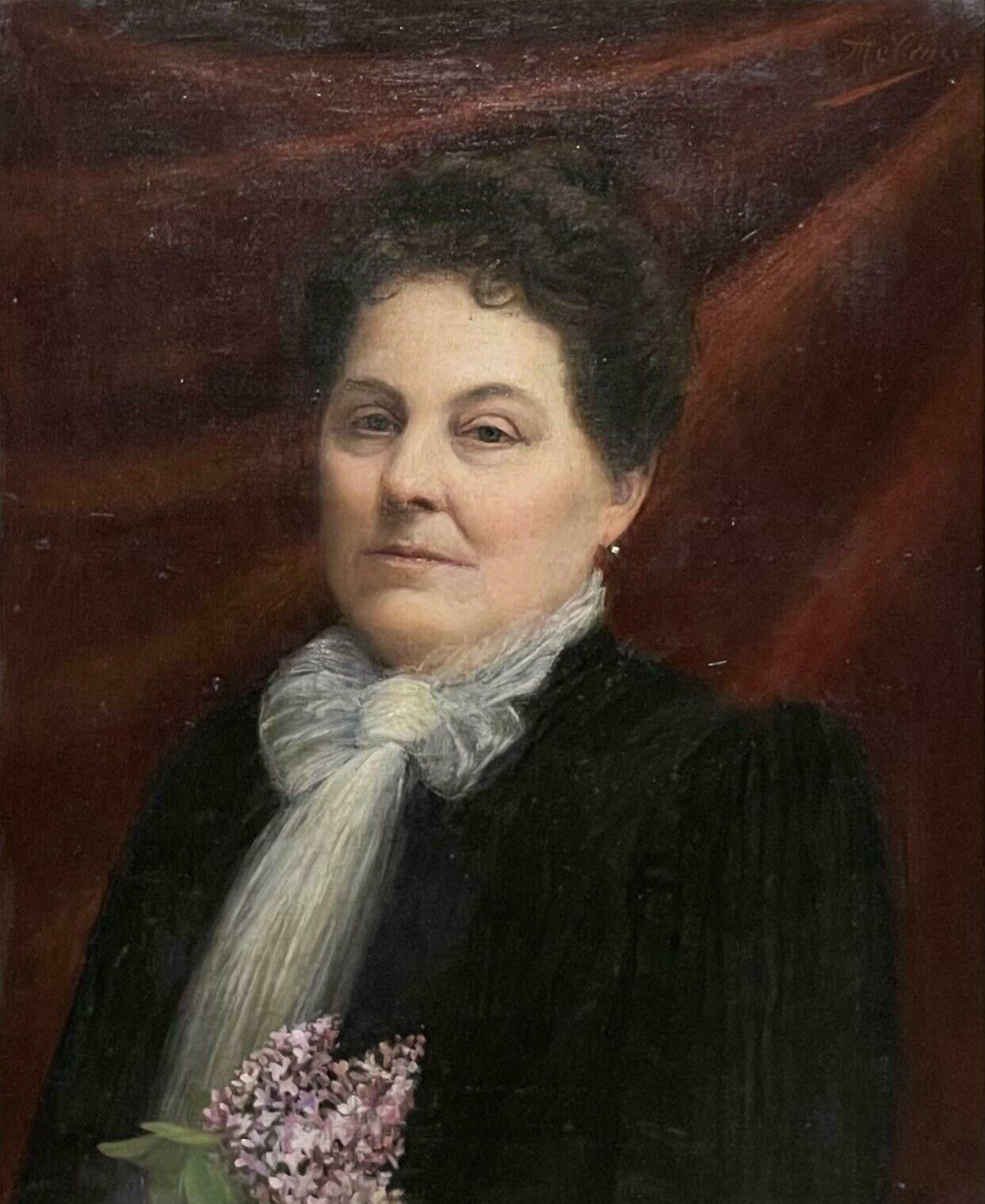 French Belle Epoqueantique French Belle Epoque Portrait Of A Lady With Flowers, Original Framec. 1890's photo furniture
