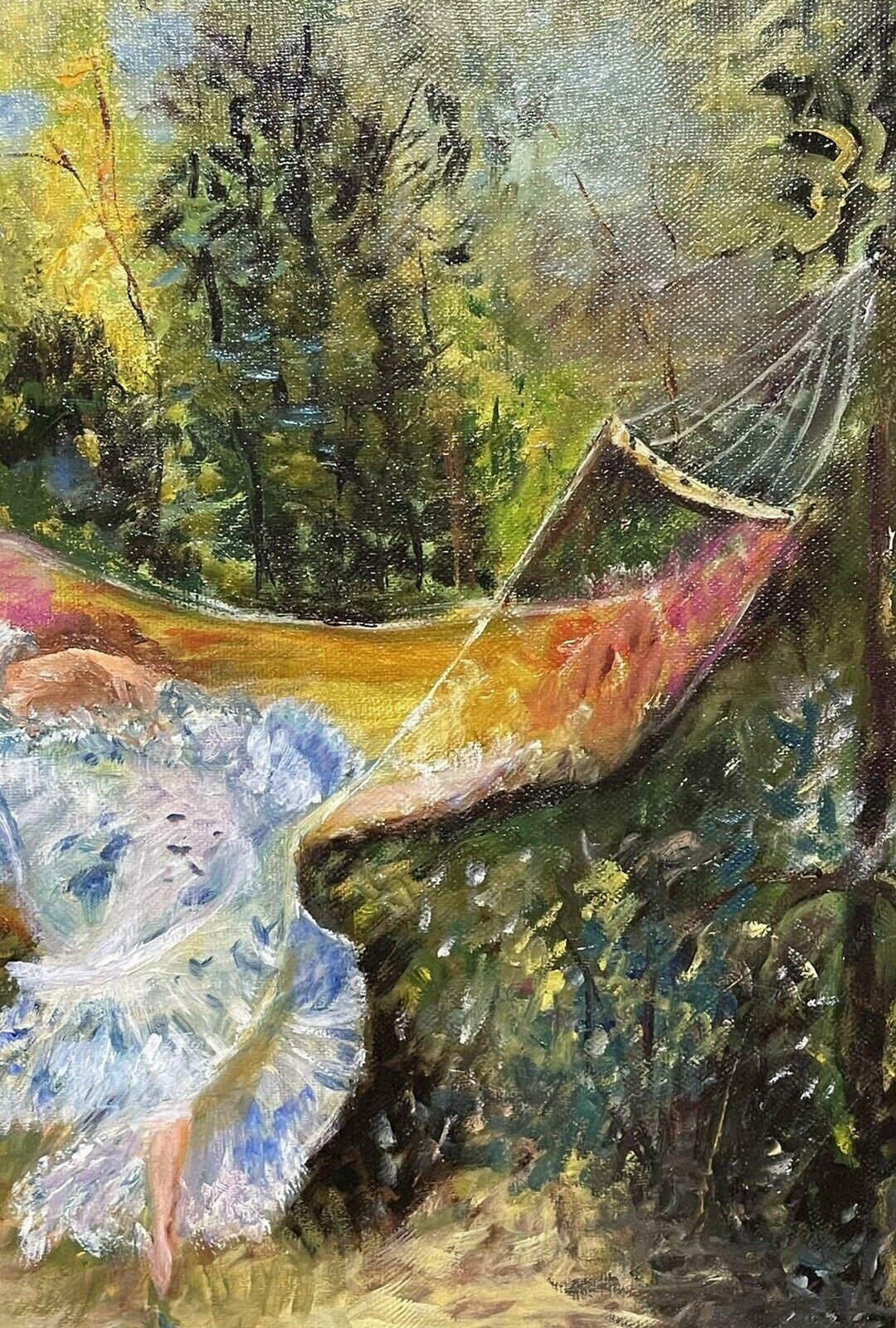 William Mercierwilliam Mercier (French 1939) Signed Impressionist Oil   Lady In Garden Hammockc. 2000 photo 868.0