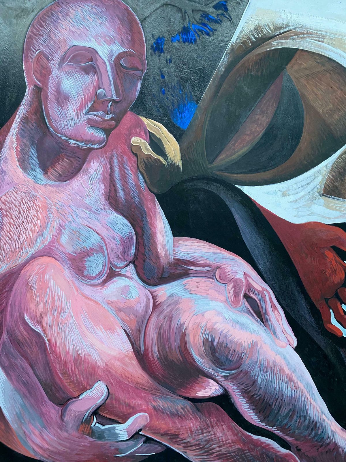 Claude Lagouchehuge Original 1970's French Abstract Modernist Painting   Surrealist Nudec. 1970's