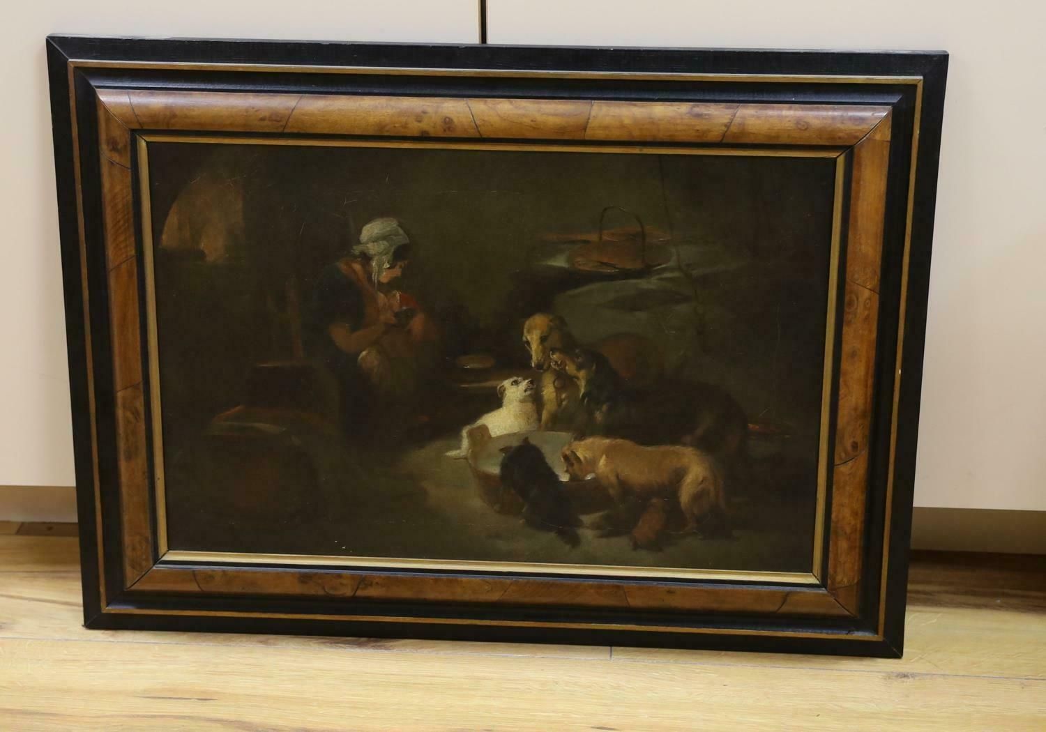 James Rolfevictorian Oil Painting A Highland Breakfast, Interior With Woman And Dogs photo furniture