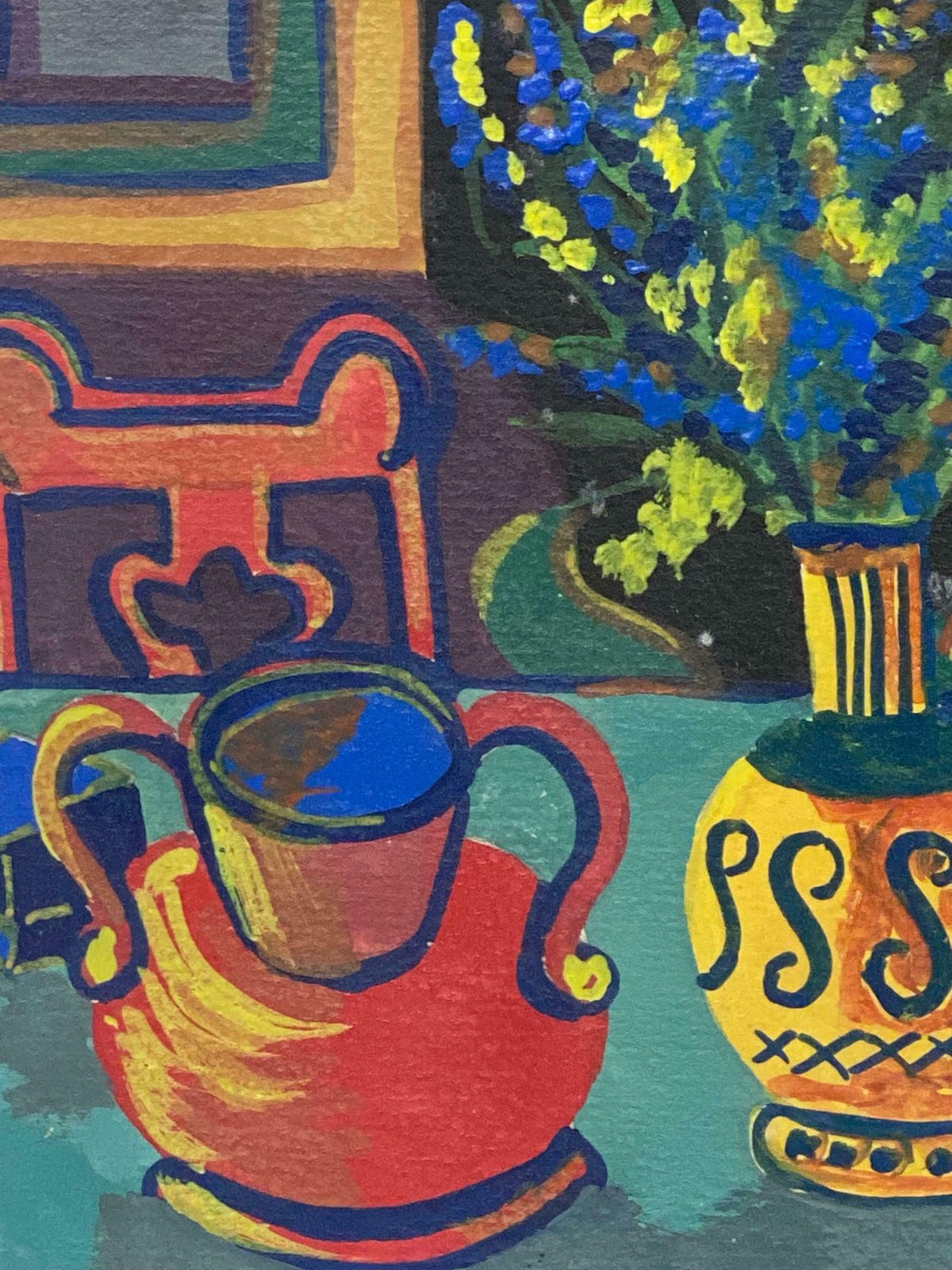 Bernard Labbe1950's Modernist Signed Painting    Interior Abstract Scene1950's photo 506.0