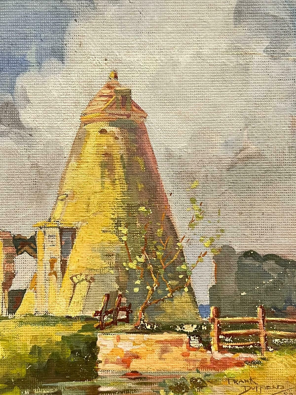 Frank Duffieldbritish Mid 20th Century Impressionist Painting   Man Outside Tall Buildingc.1950's photo Art