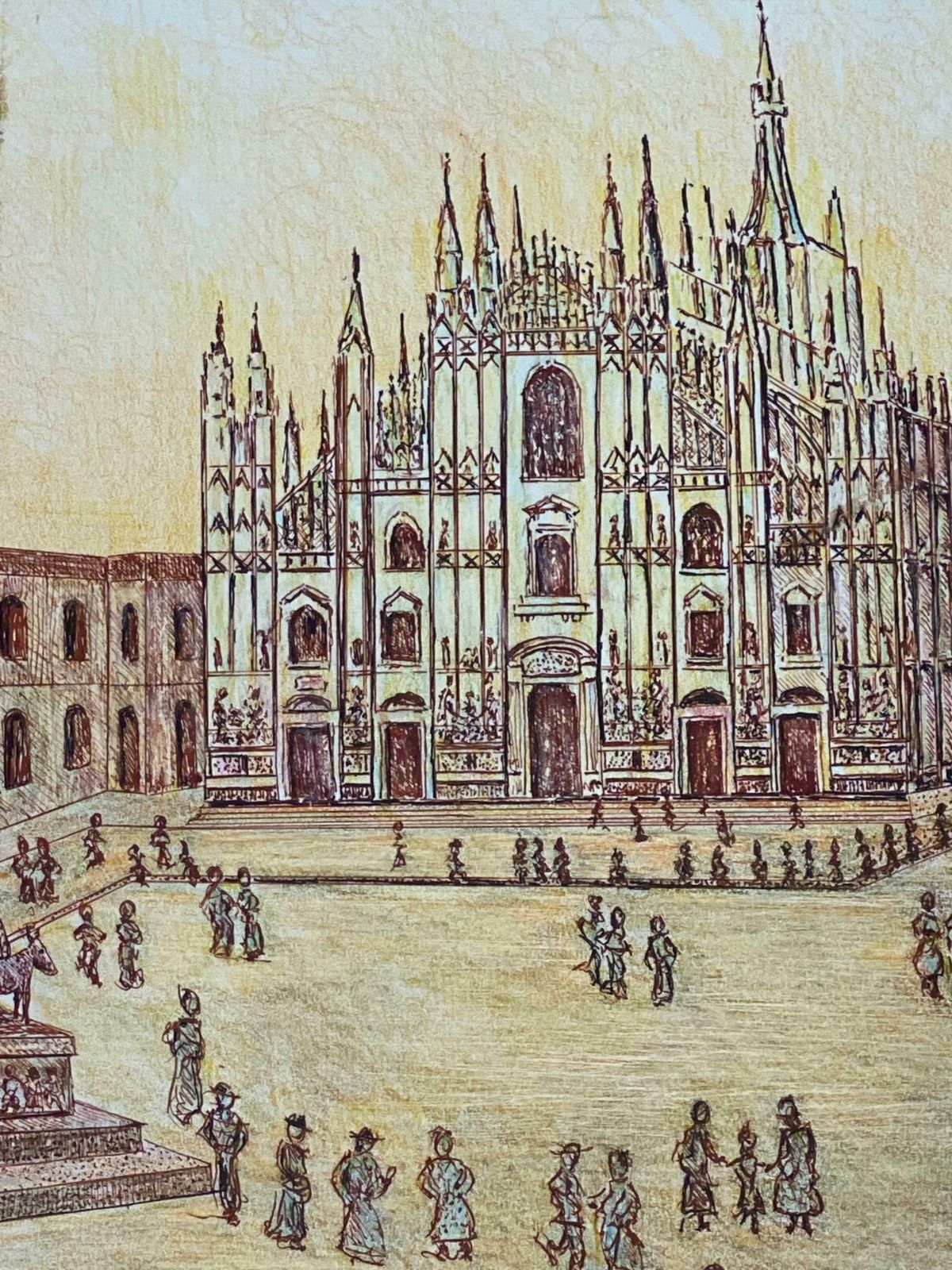 Bernard Labbe1950's Modernist Painting Signed   Milan Cathedral Cityscape1950's photo Art