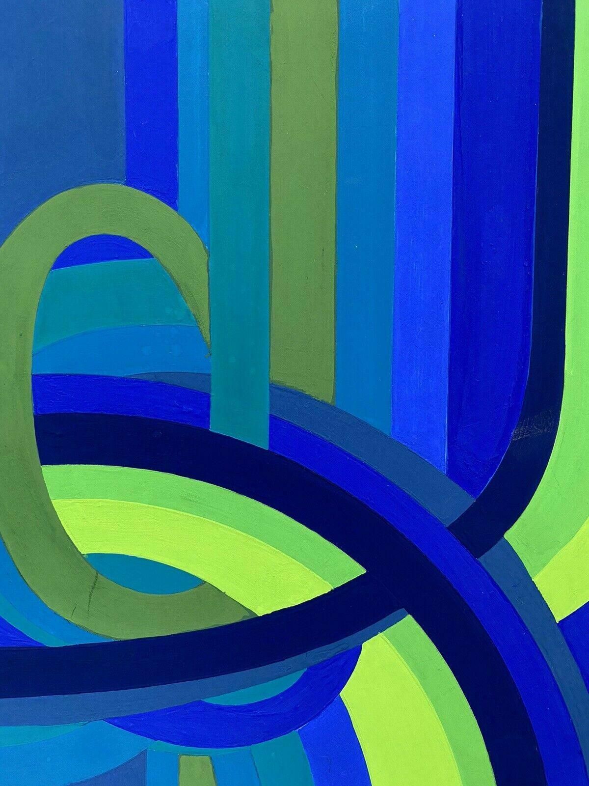 Arlette Martinarlette Martin (B1924) French Geometric Abstract Painting   Blue & Green Design20th Century