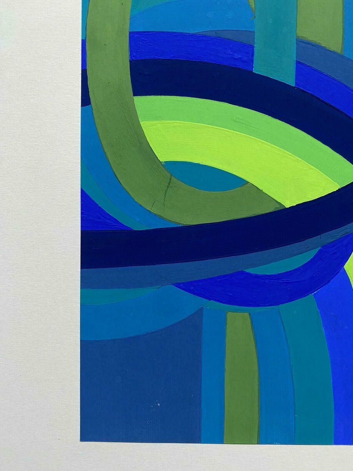 Arlette Martinarlette Martin (B1924) French Geometric Abstract Painting   Blue & Green Design20th Century photo vinterior