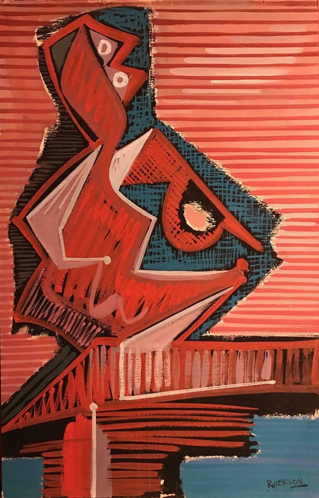 Roger Hersonfrench Cubist Abstract Painting   Picasso Influence   Signedcirca 1980's