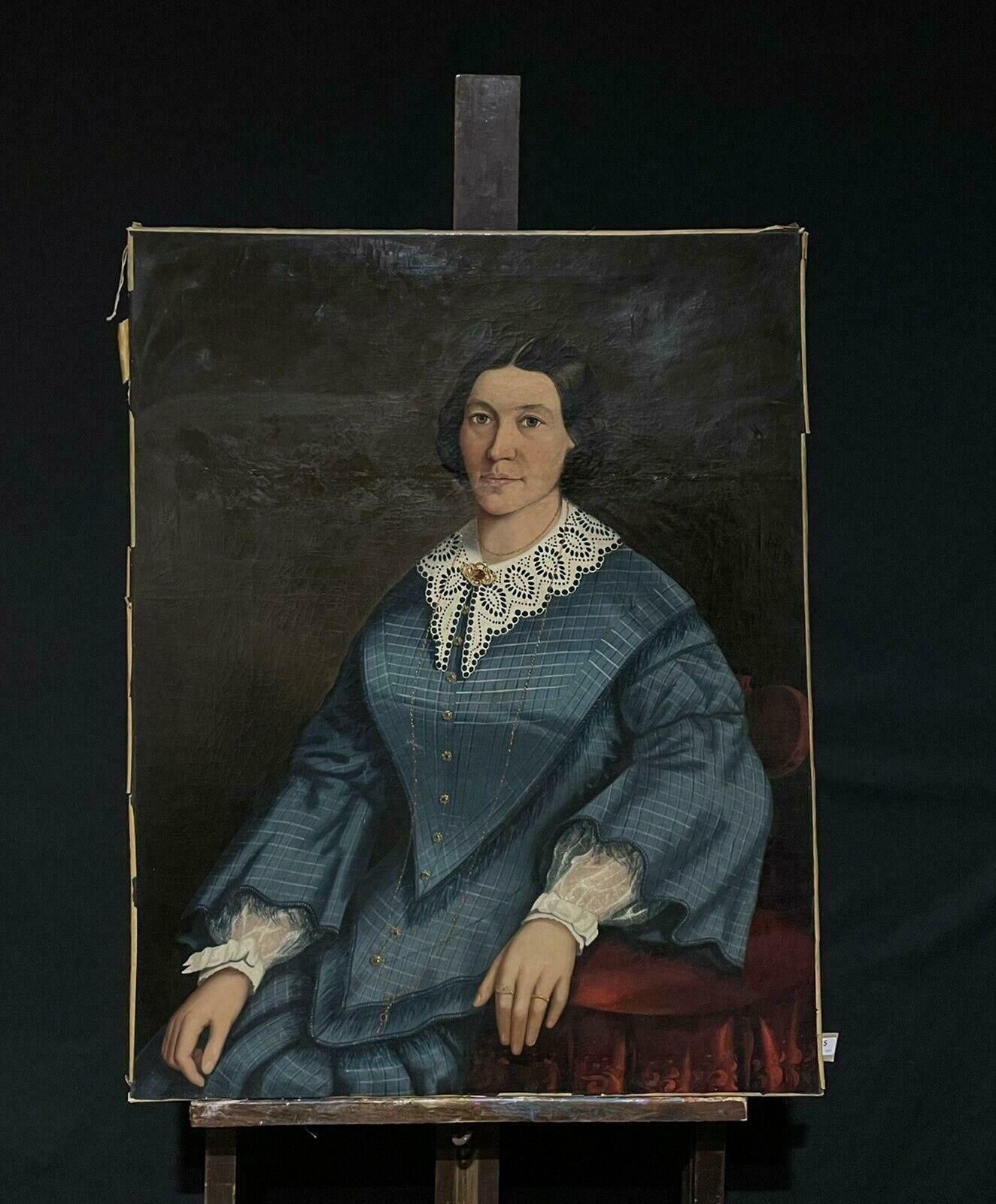 American School19th Century American School Large Portrait Of A Seated Lady, Oil Painting photo for sale