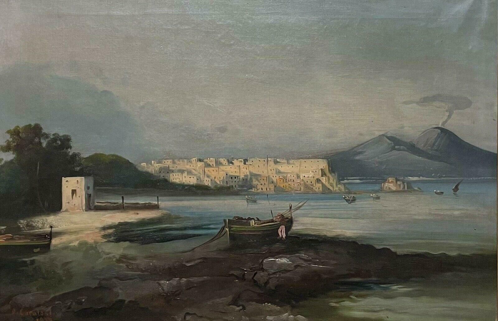 19thc Neopolitanmount Vesuvius Naples, 19th Century Italian Oil Painting Signed & Dated
