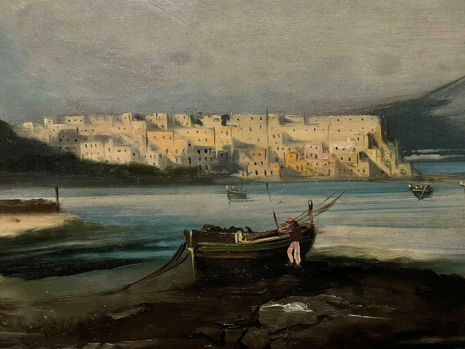 19thc Neopolitanmount Vesuvius Naples, 19th Century Italian Oil Painting Signed & Dated photo Art
