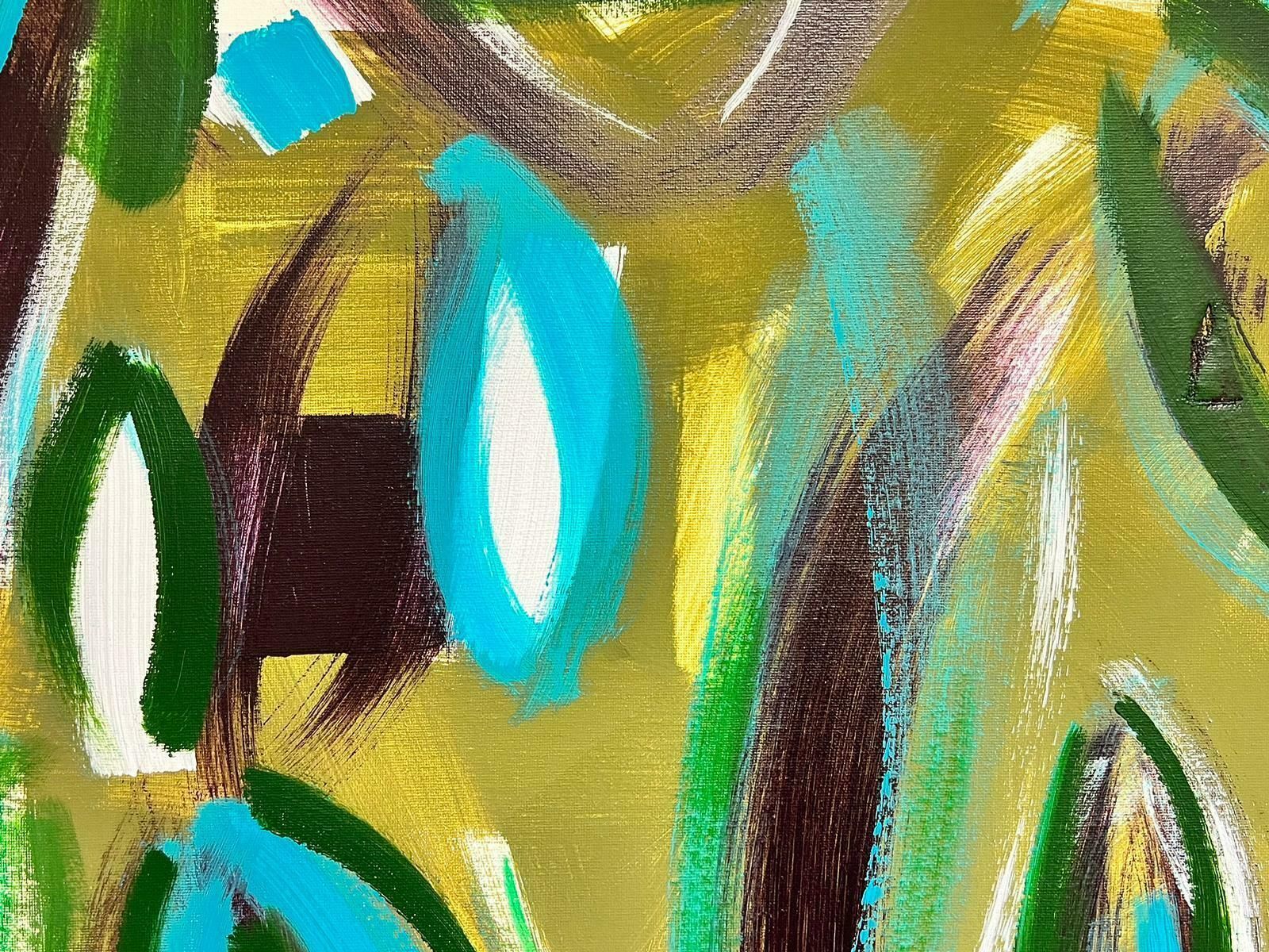 Robert Somertonhuge British Abstract Original Painting Green Beige Black Purple Colorsc. 2022 photo for sale
