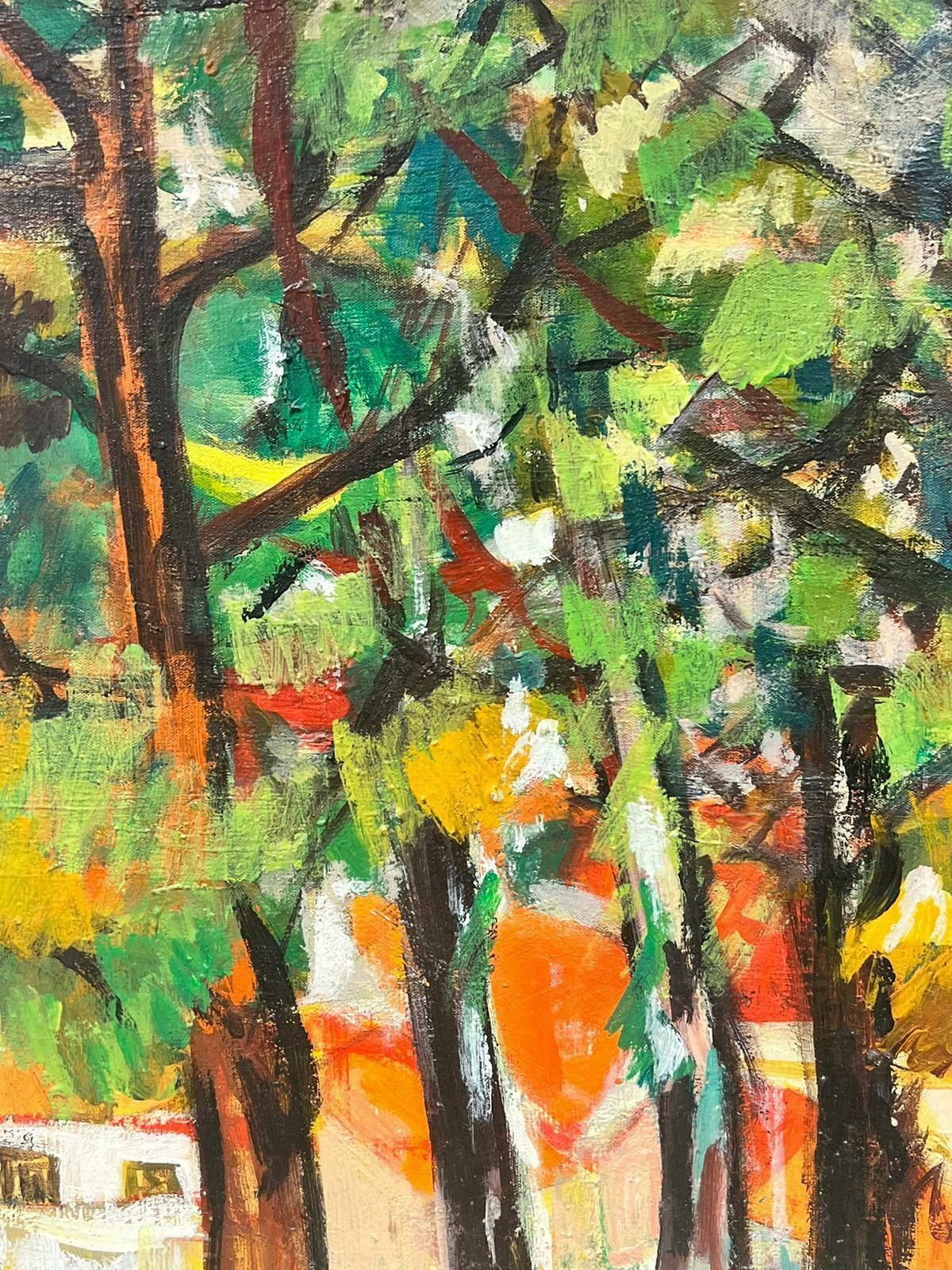 Huguette Ginet Lasnier 20th Century French Post Impressionist Oil Golden Light Autumn Trees Landscapec. 2000's photo Art