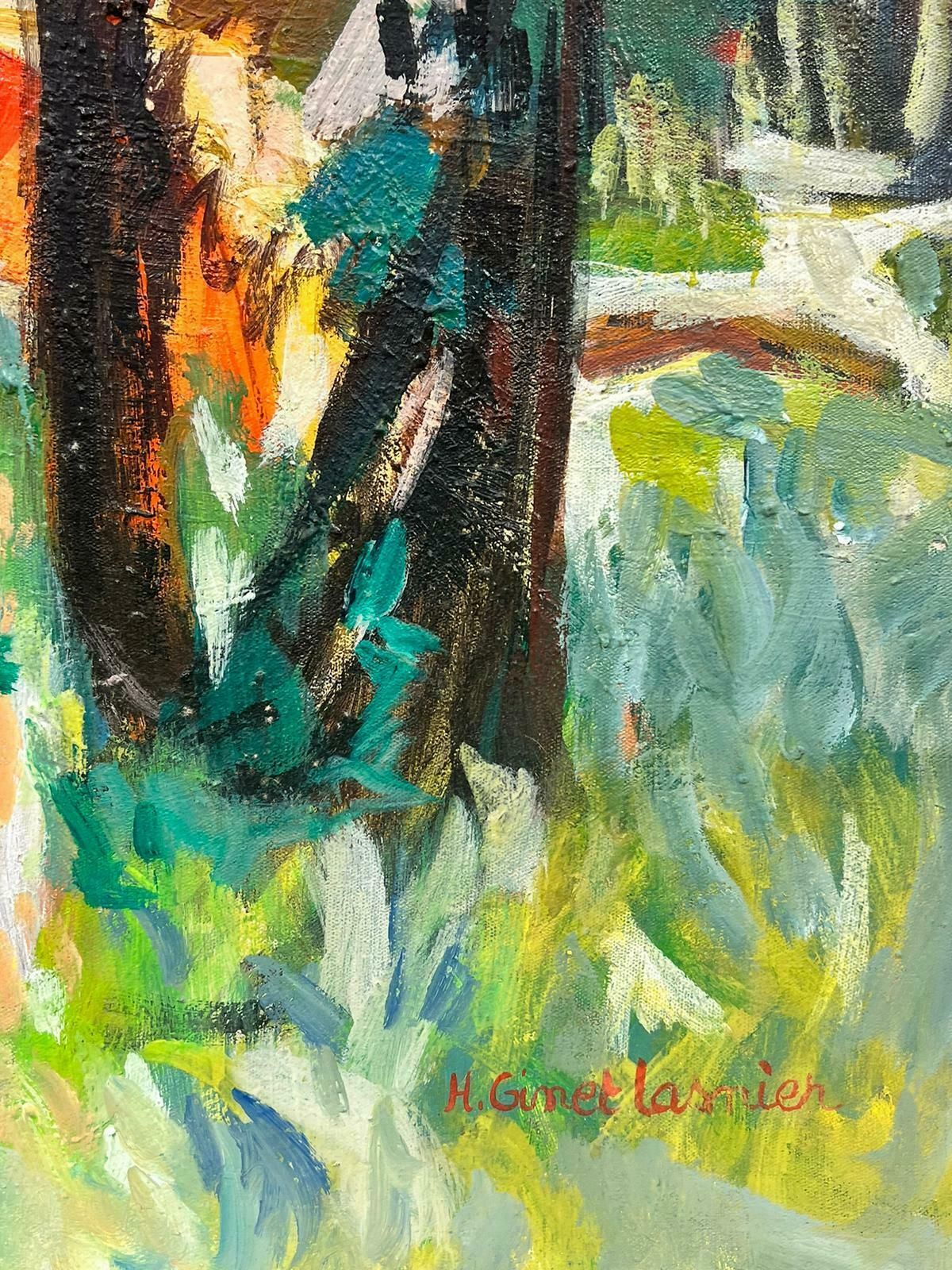 Huguette Ginet Lasnier 20th Century French Post Impressionist Oil Golden Light Autumn Trees Landscapec. 2000's photo vinterior