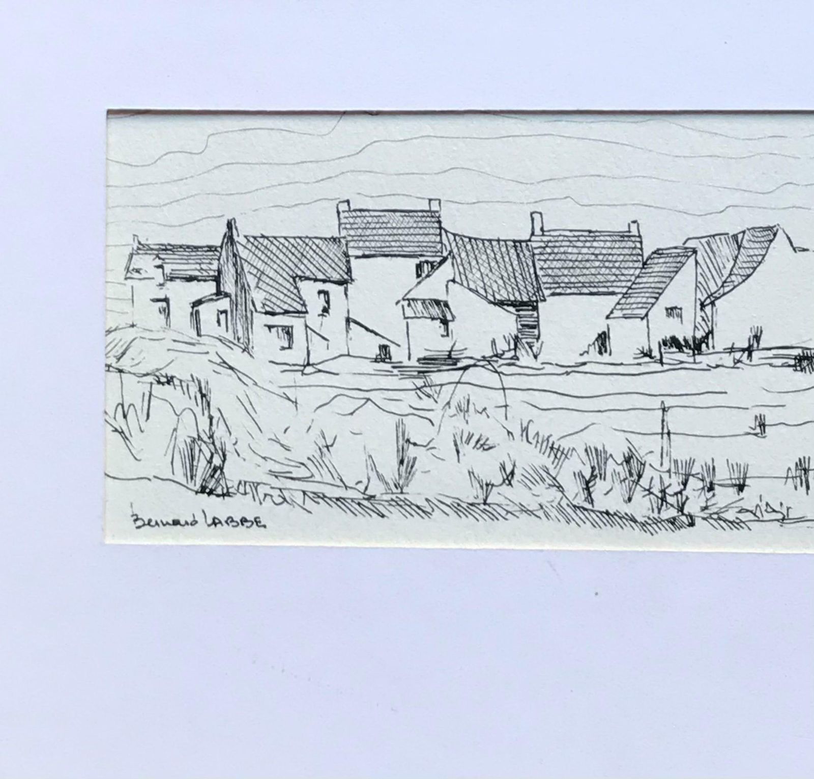 Bernard Labbe1950's Modernist/ Cubist Painting   Small Black & White French Town1950's photo Art