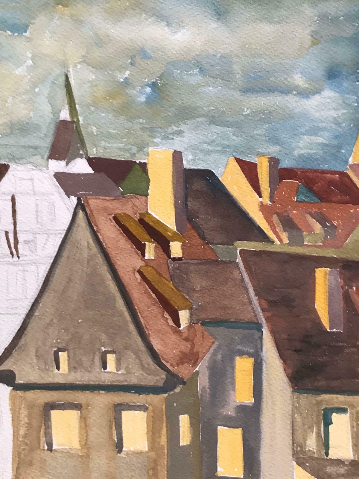 Bernard Labbe1950's Modernist/ Cubist Painting   French Landscape1950's photo Art