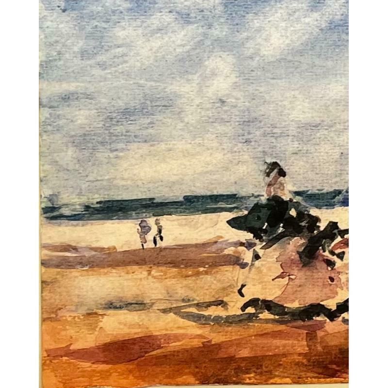 Unknownfrench Impressionist Landscape   Figures W/ Parasols Enjoying A Day At The Beach20th Century photo Art