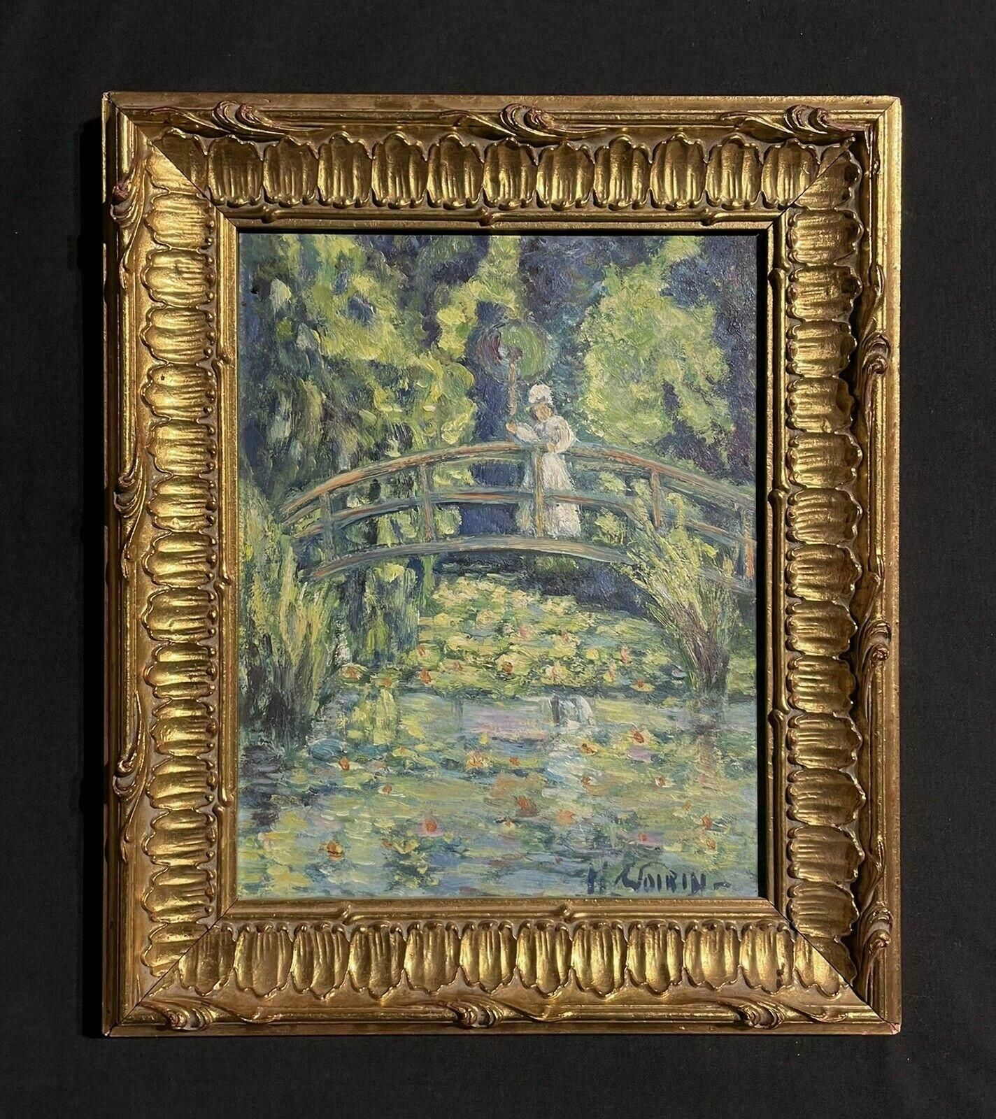 Unknownthe Japanese Bridge Monet's Waterlily Pond Giverny, Signed Impressionist Oil photo furniture