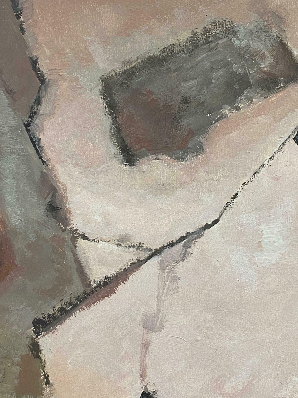 Yvette Dubois Habasqueabstract Expressionist Original Oil Painting   Pink Greys Ochre Colors2007 photo for sale