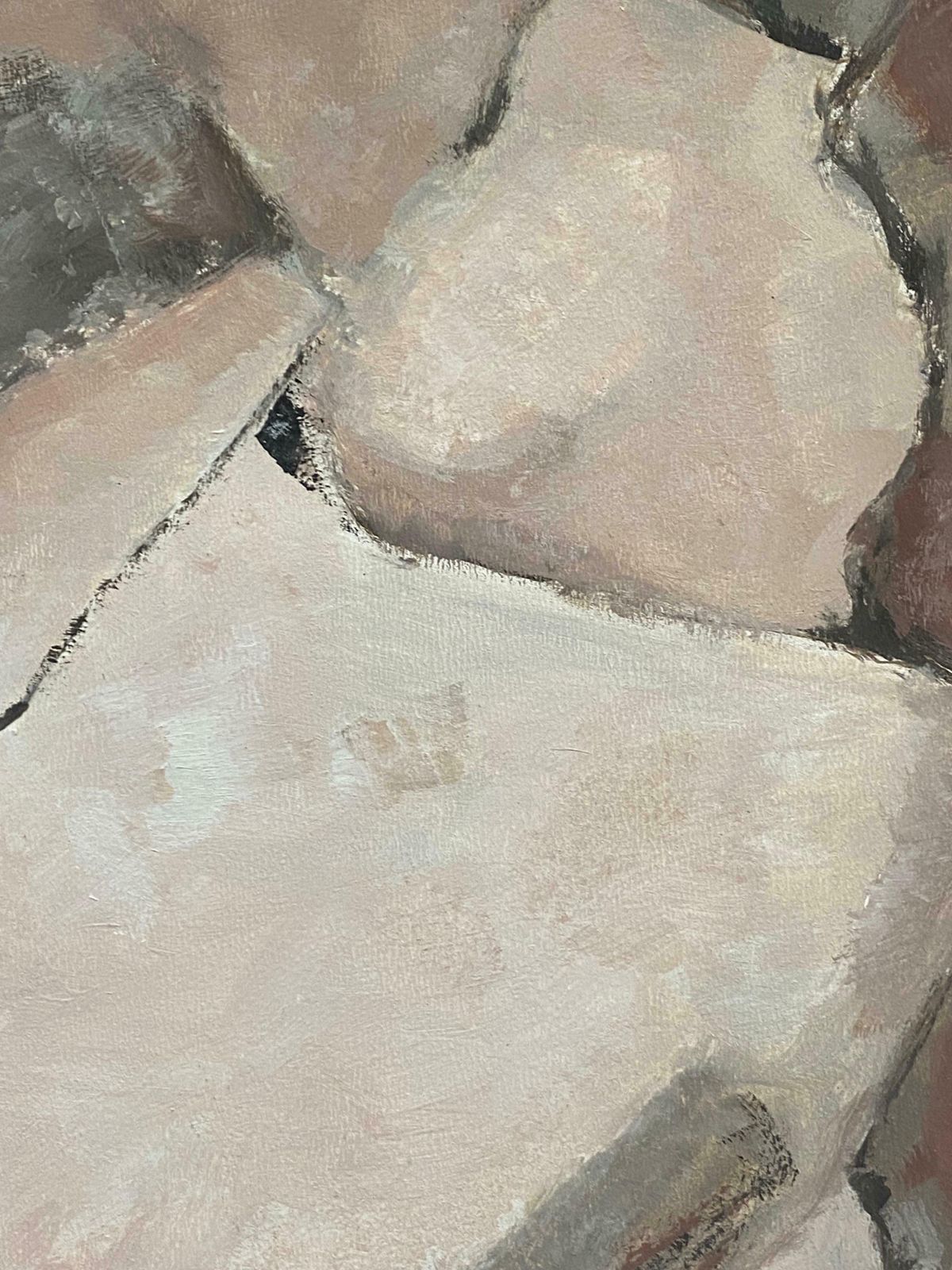 Yvette Dubois Habasqueabstract Expressionist Original Oil Painting   Pink Greys Ochre Colors2007 photo Art
