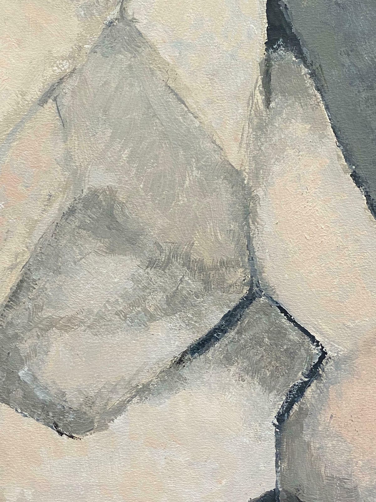 Yvette Dubois Habasqueabstract Expressionist Original Oil Painting Pink Grey Muted Colors2007 photo for sale
