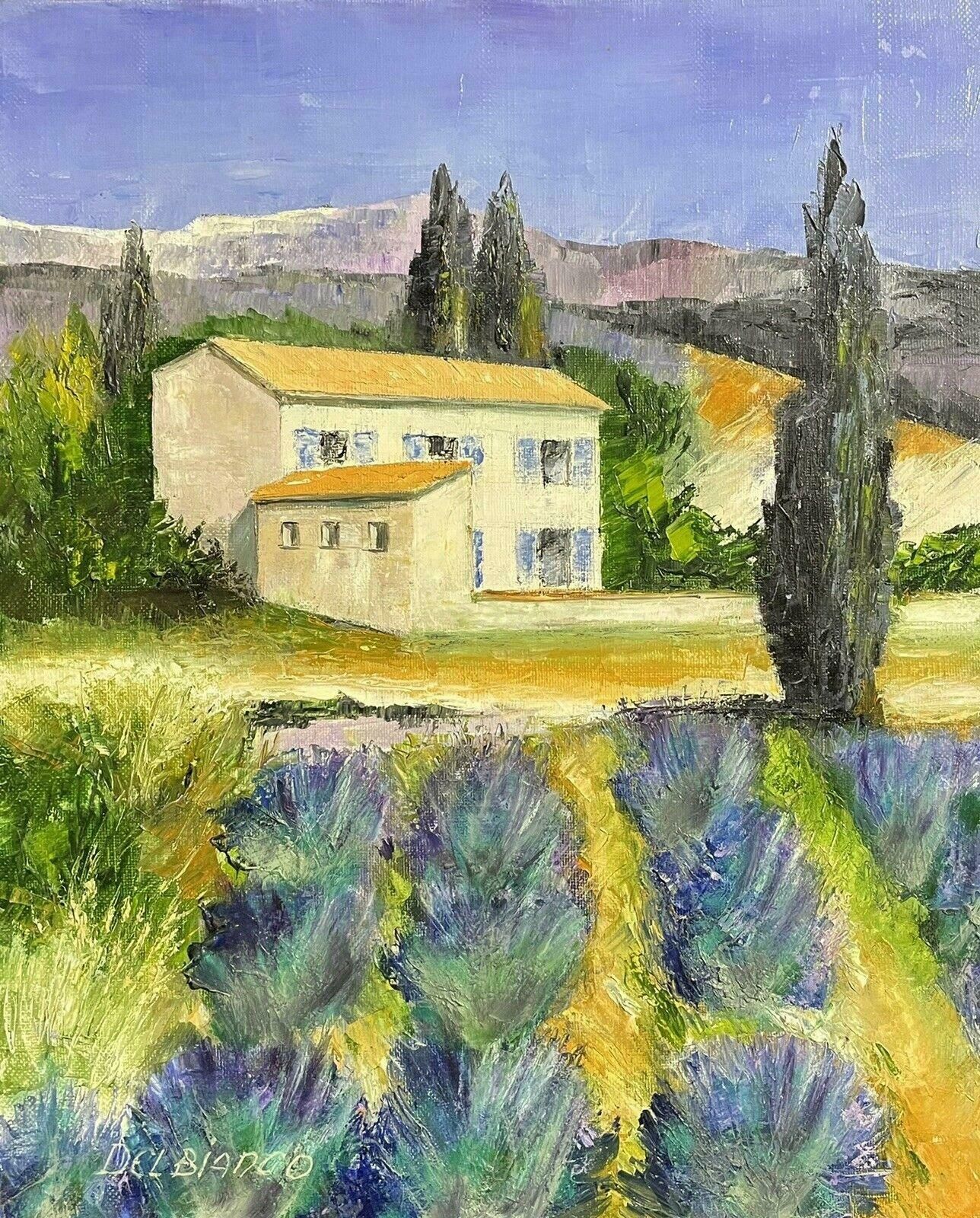 Louis Del Bianco (B.1925louis Del Bianco (French 1925) Signed Oil   Lavender Fields Provence Summer20th Century