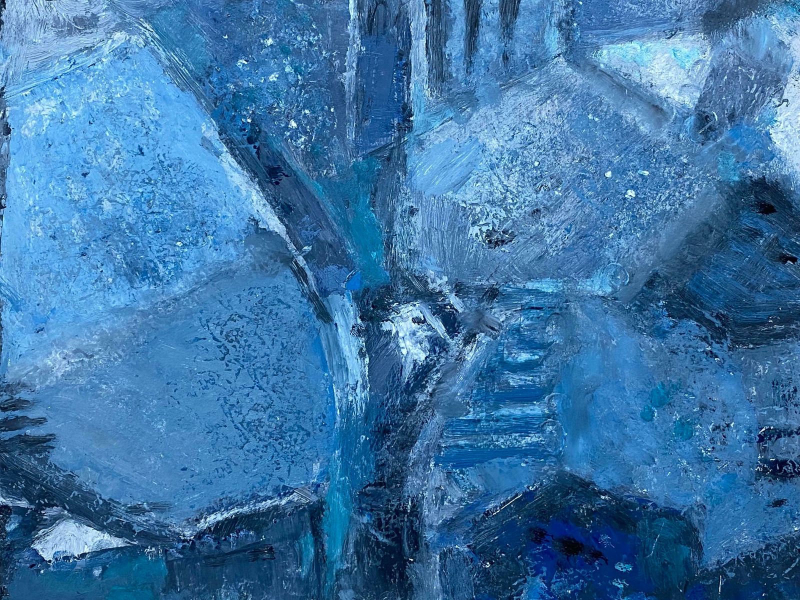 Yvette Dubois Habasqueabstract Expressionist Original Oil Painting   Deep Blue Blocks2005 photo furniture