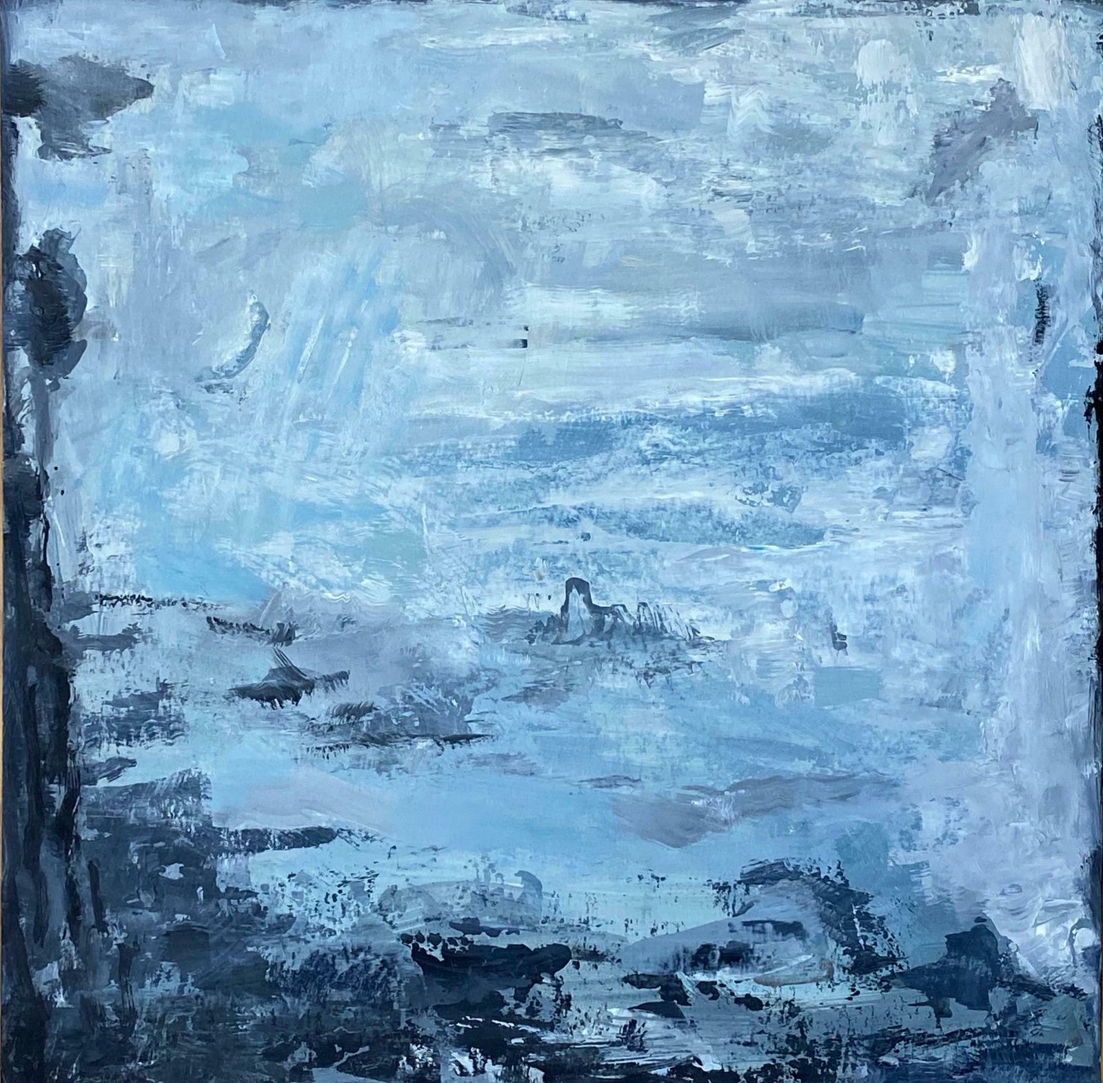 Yvette Dubois Habasqueabstract Expressionist Original Oil Painting   Cloudy Blues2009