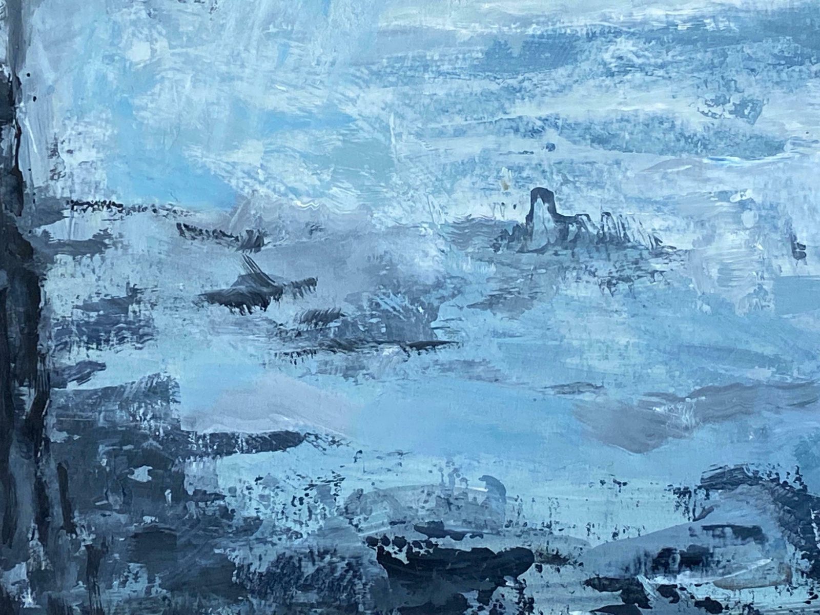 Yvette Dubois Habasqueabstract Expressionist Original Oil Painting   Cloudy Blues2009 photo for sale