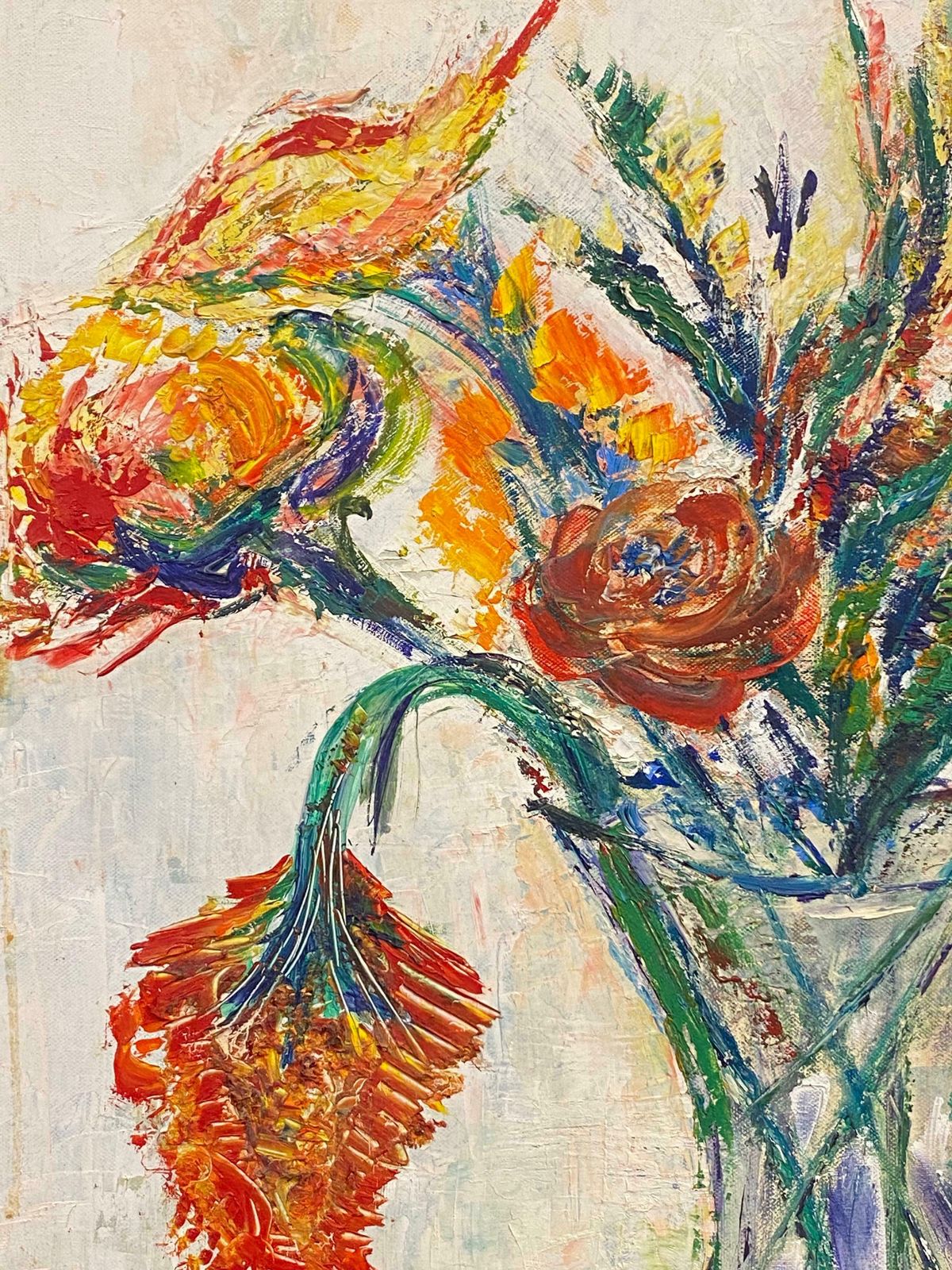 P Vilette20th Century Original Expressionist Oil Painting   Beautiful Bouquet In Vase 20th Century photo for sale