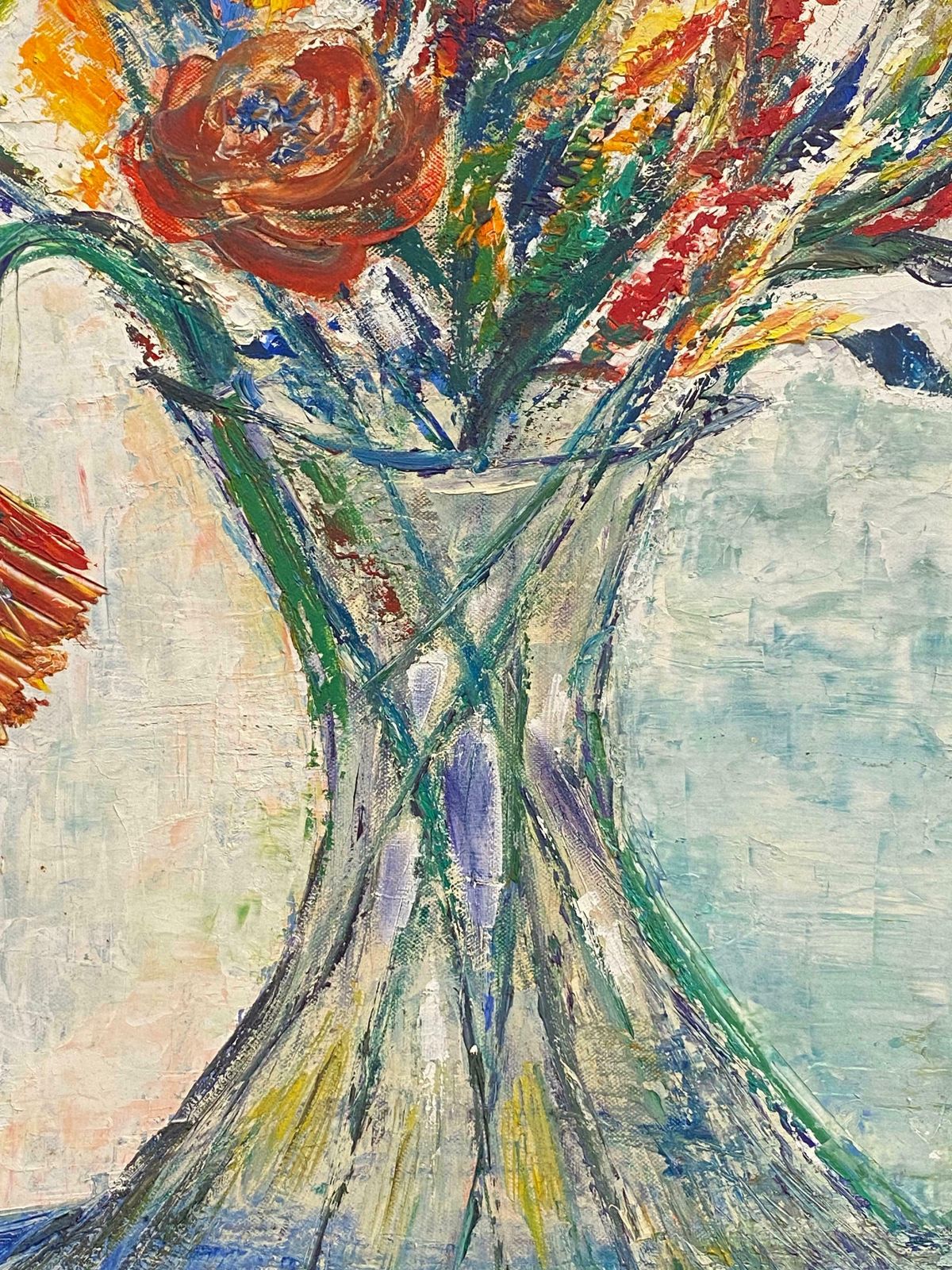 P Vilette20th Century Original Expressionist Oil Painting   Beautiful Bouquet In Vase 20th Century photo 587.0