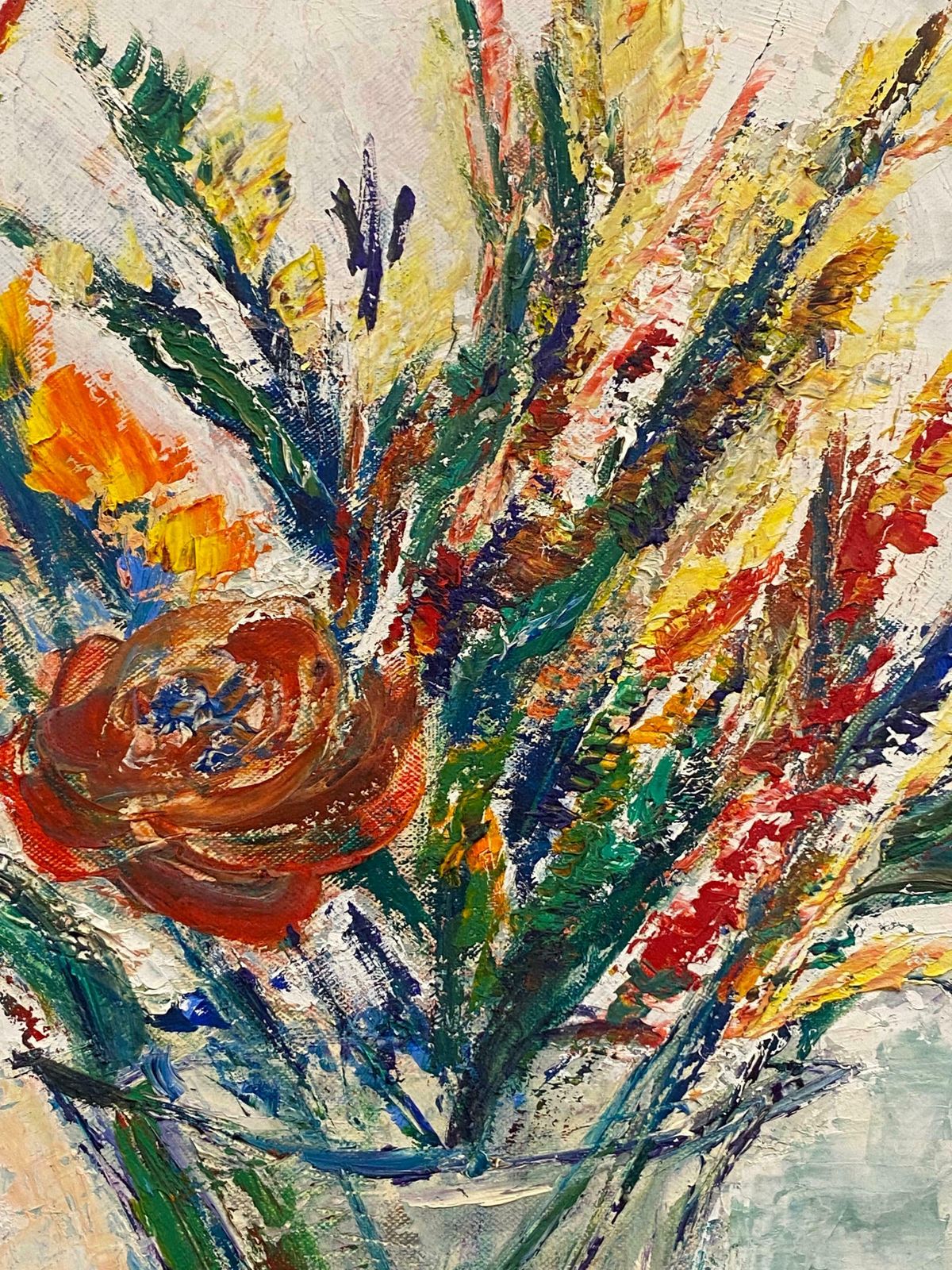 P Vilette20th Century Original Expressionist Oil Painting   Beautiful Bouquet In Vase 20th Century photo vinterior