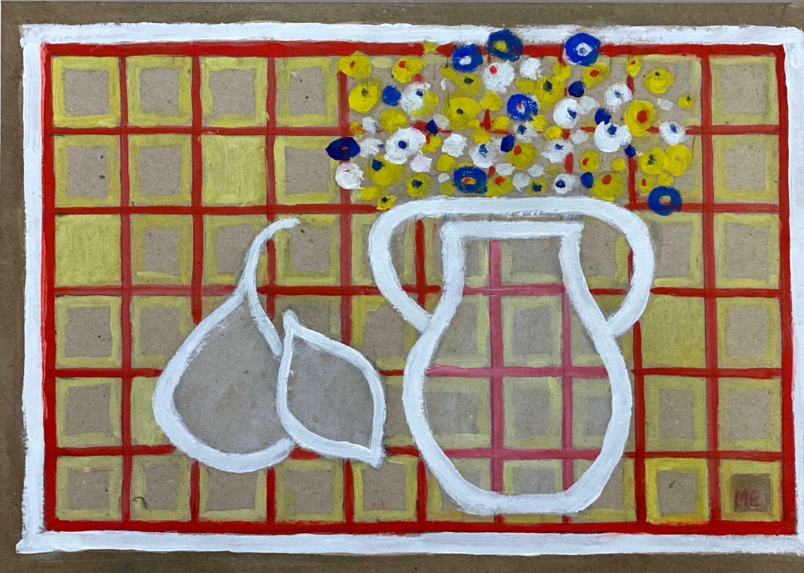 Marika Eversfieldmodern British Abstract Painting Still Life Flowers & Fruit photo furniture